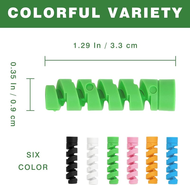 Brvlsoc 36-Pack Spiral Cable Protectors for iPhone, iPad, MacBook, and Headphones – Colorful Silicone Cord Savers and USB Wire Wraps - Image 2